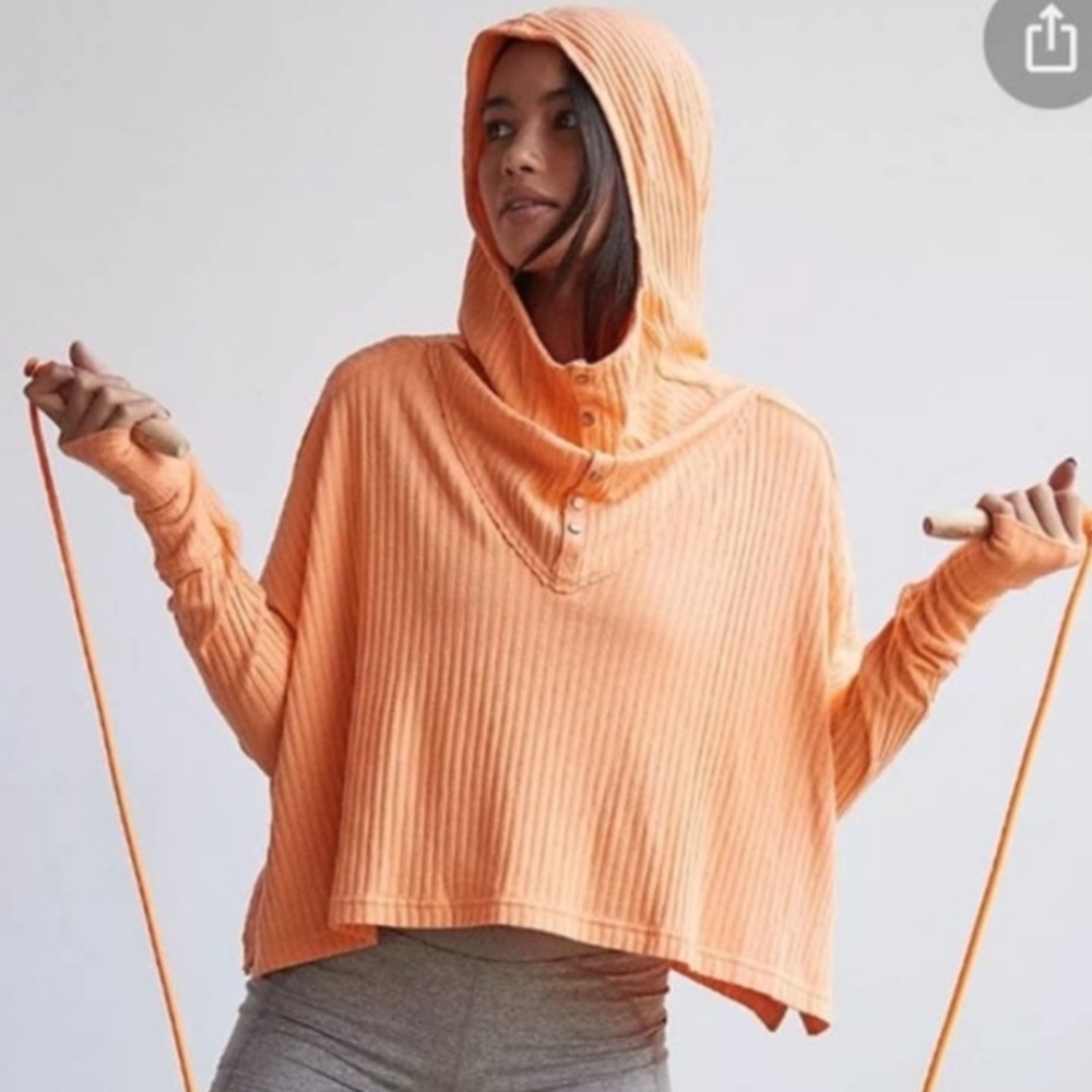 NWOT Free People Movement Blissed Out Ribbed Henley Hoodie